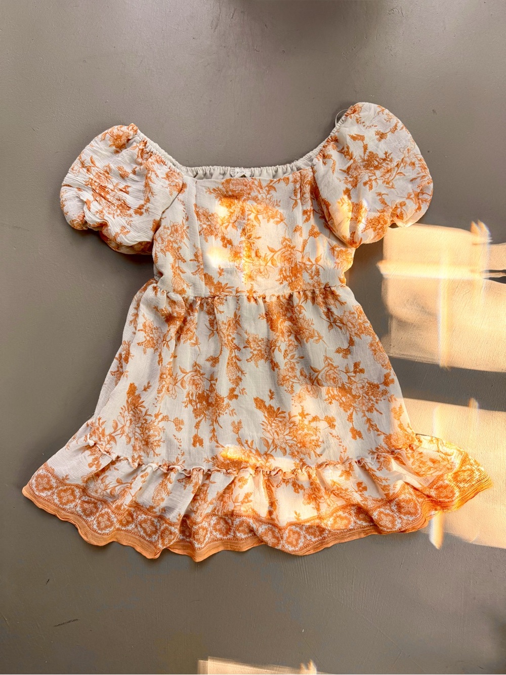 Blu Pepper Floral Cottagecore Mini Dress SMALL Brunch Puff Sleeve Boho